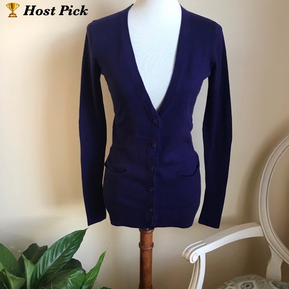 LOFT Purple Button Down Cardigan Sweater